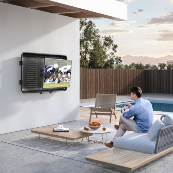 CAJA DE TV IMPERMEABLE CON SOPORTES DE PARED DE MOVIMIENTO COMPLETO (PARA TV DE 43''-65'')